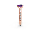 Rose gold Heart Cut Amethyst Milgrain Pavé Engagement Ring with Four-Prong Setting_14