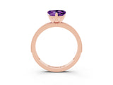 Rose gold Heart Cut Amethyst Milgrain Pavé Engagement Ring with Four-Prong Setting_15