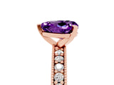 Rose gold Heart Cut Amethyst Milgrain Pavé Engagement Ring with Four-Prong Setting_17