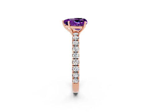 Rose gold Heart Cut Amethyst Pavé Solitaire Engagement Ring with Four-Prong Setting_14