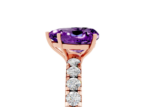 Rose gold Heart Cut Amethyst Pavé Solitaire Engagement Ring with Four-Prong Setting_17