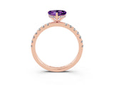 Rose gold Heart Cut Amethyst Pave Band Solitaire Ring with Four-Prong Setting_27