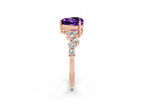 Rose gold Heart Cut Amethyst Scattered Round Accent Ring with Prong Setting_14