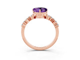 Rose gold Heart Cut Amethyst Scattered Round Accent Ring with Prong Setting_15