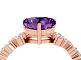 Rose gold Heart Cut Amethyst Scattered Round Accent Ring with Prong Setting_16