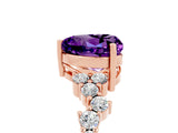 Rose gold Heart Cut Amethyst Scattered Round Accent Ring with Prong Setting_17