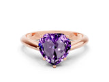 Rose gold Heart Cut Amethyst Solitaire Engagement Ring with Cathedral Setting and Four-Prong Mount_24