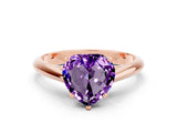 Rose gold Heart Cut Amethyst Solitaire Engagement Ring with Cathedral Setting and Four-Prong Mount_30