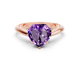 Rose gold Heart Cut Amethyst Solitaire Engagement Ring with Cathedral Setting and Four-Prong Mount_66