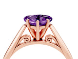 Rose gold Heart Cut Amethyst Solitaire Engagement Ring with Cathedral Setting and Four-Prong Mount_70