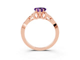 Rose gold Heart Cut Amethyst Solitaire Engagement Ring with Celtic Knot Band and Four-Prong Setting_3