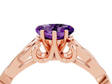 Rose gold Heart Cut Amethyst Solitaire Engagement Ring with Celtic Knot Band and Four-Prong Setting_4
