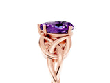 Rose gold Heart Cut Amethyst Solitaire Engagement Ring with Celtic Knot Band and Four-Prong Setting_5