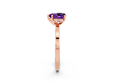 Rose gold Heart Cut Amethyst Solitaire Engagement Ring with Classic Band and Four-Prong Setting_26