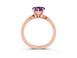 Rose gold Heart Cut Amethyst Solitaire Engagement Ring with Classic Band and Four-Prong Setting_27