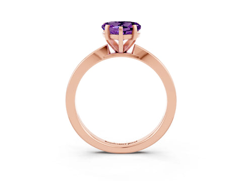 Rose gold Heart Cut Amethyst Solitaire Engagement Ring with Classic Band and Four-Prong Setting_27