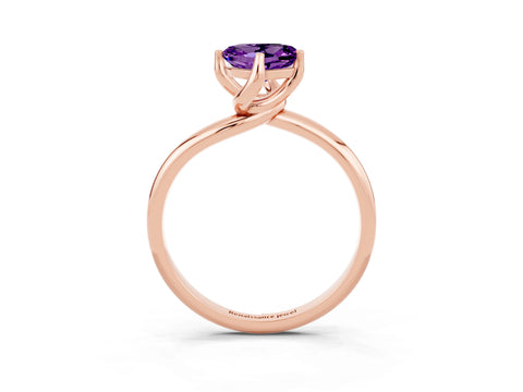 Rose gold Heart Cut Amethyst Solitaire Engagement Ring with Four-Prong Setting and Classic Band_15