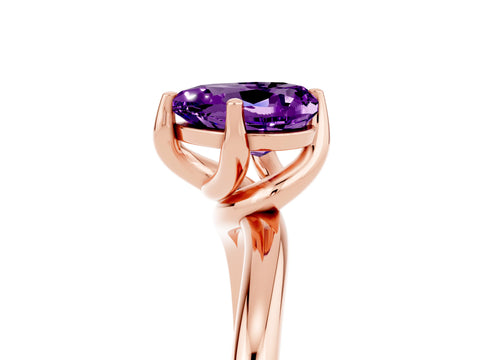 Rose gold Heart Cut Amethyst Solitaire Engagement Ring with Four-Prong Setting and Classic Band_17