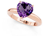 Rose gold Heart Cut Amethyst Solitaire Engagement Ring with Round Band and Four-Prong Setting_1