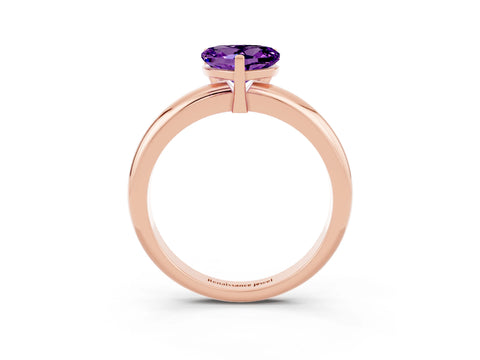 Rose gold Heart Cut Amethyst Solitaire Engagement Ring with Round Band and Four-Prong Setting_3