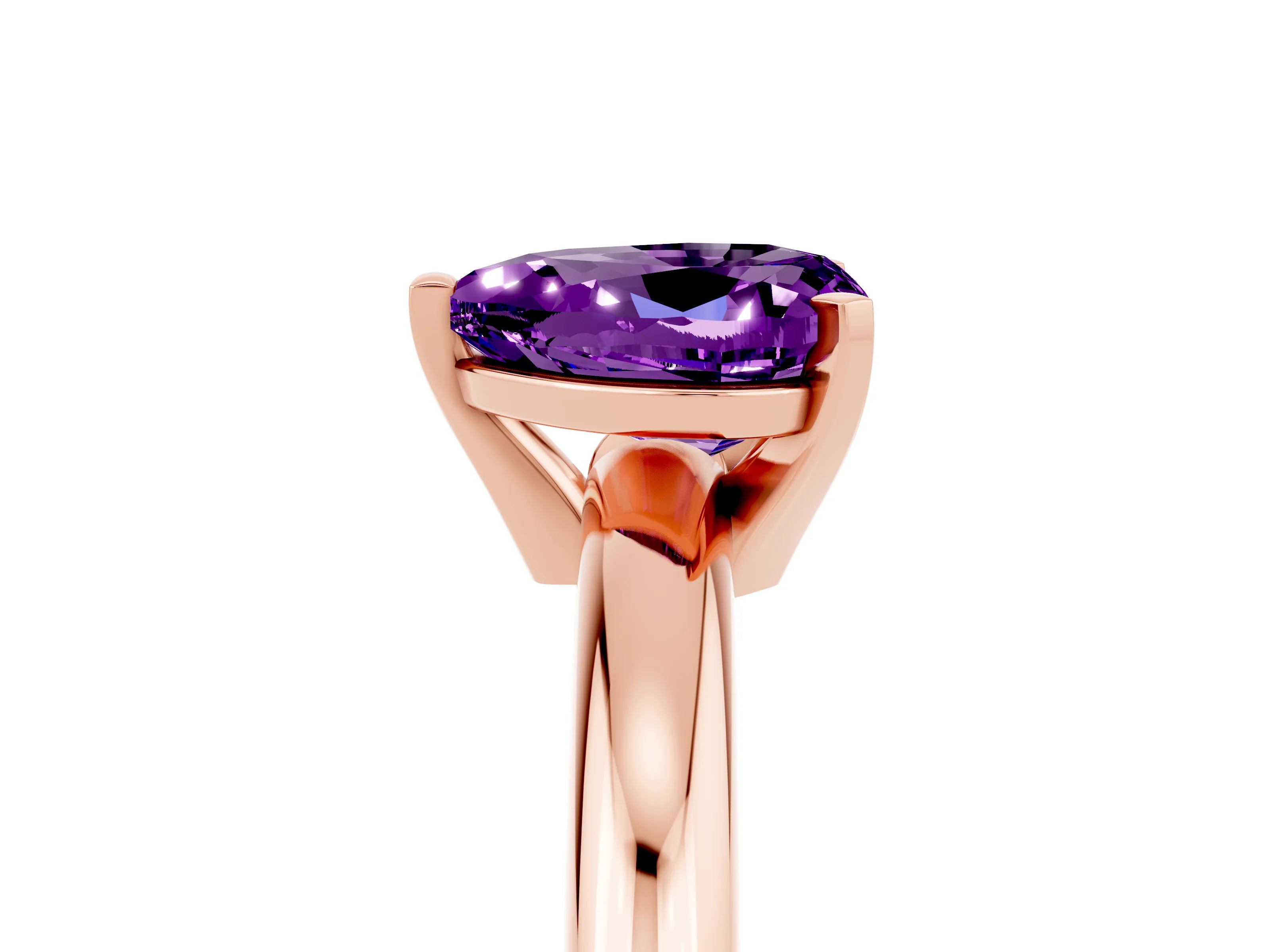 Rose gold Heart Cut Amethyst Solitaire Engagement Ring with Round Band and Four-Prong Setting_5