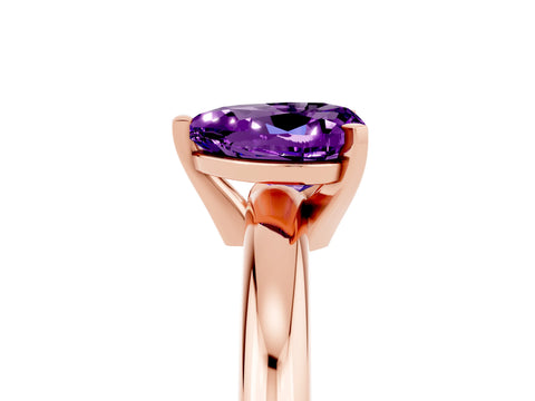 Rose gold Heart Cut Amethyst Solitaire Engagement Ring with Round Band and Four-Prong Setting_5