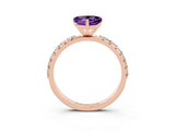 Rose gold Heart Cut Amethyst Solitaire Pavé Band with Four-Prong Setting_3