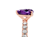 Rose gold Heart Cut Amethyst Solitaire Pavé Band with Four-Prong Setting_5
