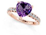 Rose gold Heart Cut Amethyst Solitaire Pavé Engagement Ring with Round Band and Prong Setting_13