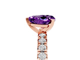 Rose gold Heart Cut Amethyst Solitaire Pavé Engagement Ring with Round Band and Prong Setting_77