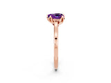 Rose gold Heart Cut Amethyst Solitaire Ring with Flower Prong Setting and Classic Band_38