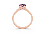 Rose gold Heart Cut Amethyst Solitaire Ring with Flower Prong Setting and Classic Band_39