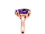 Rose gold Heart Cut Amethyst Solitaire Ring with Flower Prong Setting and Classic Band_41