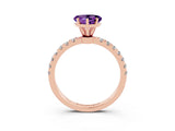 Rose gold Heart Cut Amethyst Solitaire Ring with Pavé Accents and Four-Prong Setting_3