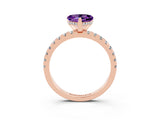Rose gold Heart Cut Amethyst Solitaire Ring with Pavé Band and Four-Prong Setting_15