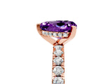 Rose gold Heart Cut Amethyst Solitaire Ring with Round  Pavé Band and Four-Prong Setting_49