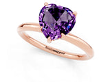 Rose gold Heart Cut Amethyst Solitaire Ring with Thin Band and Four-Prong Setting_1