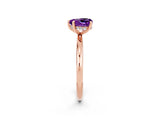 Rose gold Heart Cut Amethyst Solitaire Ring with Thin Band and Four-Prong Setting_2