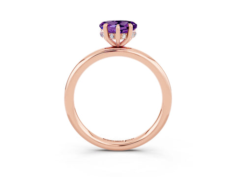 Rose gold Heart Cut Amethyst Solitaire Ring with Thin Band and Four-Prong Setting_3