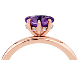Rose gold Heart Cut Amethyst Solitaire Ring with Thin Band and Four-Prong Setting_4