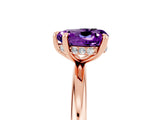 Rose gold Heart Cut Amethyst Solitaire Ring with Thin Band and Four-Prong Setting_5