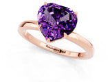 Rose gold Heart Cut Amethyst Solitaire Ring with Thin Band and Prong Setting_13