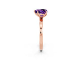 Rose gold Heart Cut Amethyst Solitaire Ring with Thin Band and Prong Setting_14