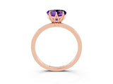 Rose gold Heart Cut Amethyst Solitaire Ring with Thin Band and Prong Setting_15