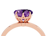 Rose gold Heart Cut Amethyst Solitaire Ring with Thin Band and Prong Setting_16