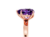 Rose gold Heart Cut Amethyst Solitaire Ring with Thin Band and Prong Setting_17