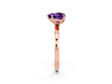 Rose gold Heart Cut Amethyst Solitaire Ring with Thin Band and Prong Setting_26