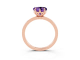 Rose gold Heart Cut Amethyst Solitaire Ring with Thin Band and Prong Setting_27