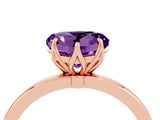 Rose gold Heart Cut Amethyst Solitaire Ring with Thin Band and Prong Setting_28