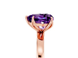 Rose gold Heart Cut Amethyst Solitaire Ring with Thin Band and Prong Setting_29